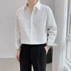 Erkekler Sıradan Gömlekler Siyah/Beyaz Sonbahar Giydir Erkekler Giyim 2023 Uzun Kollu Smokin All Maç Turn Dönüşü Yatak Camisas de Hombre