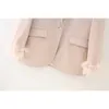 Abiti da donna Blazer Pantaloni primaverili Set 2023 New Office Jacket Set Fashion Feather Straight Jacket + Pantaloni Two Piece Street Elegant Party Abbigliamento da donna P230522