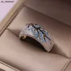 Band Rings fashion Shiny Tree Branch Ring of colorful Crystal zircon branch Rings for Women Unique Punk Branch wedding party Jewelry gift J230522