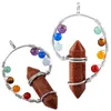 ペンダントネックレスSunyik Natural7 Chakra Crystal Stone Beaded Wireapp Prism Point HealingReiki Jewelry Silver Tone Arc for Women