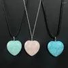 Pendant Necklaces 2pcs Vintage Heart Love Necklace Natural Stone Jewelry Wholesale Luxury Gemstone Rope Chain Ladies For Women