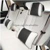 Seat Cushions Nappa Leather Headrest Car Pillow Waist Rest Pillows Back Lumbar Cushion Neck Travel Relieve Pain Luxury Mobile Drop D Dhq4J