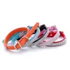 Dog Collars Big Rhinestone Crystal Diamond Pet Puppy Suede Leather PU Adjustable Four Colors XS S M L