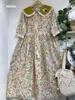 Casual jurken Mori Girl Department Pastorale vintage bloemenpop kraagolie schilderij jurk vrouwelijke zomer zachte zoete lang