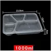 Packing Dinner Service Disposable1000 ml 1500 ml Plastlådor 5Compartment Food Lunch Storage Holoder 2 Färger Take Out Box Table Seary DHZDP