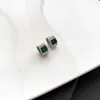 Stud Earrings Women's Fashion Small Hoop Green Cubic Zircon Stone Tiny Copper Huggies Vintage Earring Accessories Round Circle Hoops