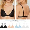 Bras Seksowny koronkowy cienki trójkąt stanik dla kobiet bezprzewodowa bielizna bielizna przezroczysta Solid White/Black Bralete T230522