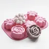 Moldes de cozimento 6 orifícios Flower Silicone Bolo Molde Muffin Cupcake