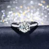 Кольца полосы 99 Off Solitaire 1ct Lab Diamond Ring 100 Real 925 Стерлинговые обручальные обручальные кольца для женщин для женщин.