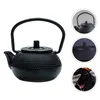 Servis sätter små gjutna te vattenkokare vintage tekanna med rostfritt stål infuser husdekoration (svart)