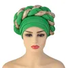 Berets Sequin Braid African Hat For Women Hair Accessories Headwear Women's Cap Female Arab Wrap Muslim Scarf Turban Pleated Beanie