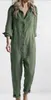 Kvinnors jumpsuits Rompers Retro Cotton Coat Printed Women's Spring Long Sleeved Buttons One Piece Clothing Unique Color Tone Overdized Green Jumpsuit P230522