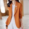 Costumes pour femmes Lenshin Blazer orange décontracté de haute qualité avec poche pour femmes Mode élégante Patchwork Outwear Veste formelle pour femmes