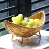 Placas Rattan Fruit Bowl Vintage Basket Vegetable Storage Bandejas de ovo Snack Experimente tecido