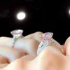 Anéis de banda vintage Pink Diamond CZ Ring 925 Sterling Silver Engagement Banding Banding Banding para mulheres Bridal Party Jewelry Gift J230522