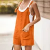 Kobiety Jumpsuits Rompers Bez rękawów damski Solidny krótki kombinezon 2022 Summer swobodny luźne kieszonkowe kombinezon Kobiet Słodki wisiorek P230522