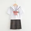 Ensembles de vêtements uniformes scolaires japonais ensemble femmes été court Seeve chemise blanche 3 couleurs jupe étudiants coréens uniformes vêtements pour filles