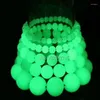 STRAND Mooie natuurlijk 6-20 mm Groene gele kralen Fluoriet Lumineuze schakel Elastische armbandglow in Dark Bangle Charmant geschenk Fijne sieraden