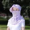 Rowerowe czapki Outdoor przeciwsłoneczny Golf Sun Proof Windproof Women Kołnierz Rybołówstwo Riding UV Protect Dekolt Maska Summer Wide Brim Scalf z wentylatorem