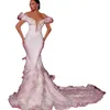 Feather Mermaid Wedding Dresses Deep V Neck Off Shoulder Beading Mariage Bridal Gowns Vestido de noiva