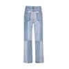 Calça de retalhos de jeans masculino calça de jeans masculino masculino de jeans masculino de perna reta azul grafetti jean carros de moda de hip hop masculinos P230522