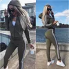 Kvinnor s tvåstyckande byxtrakten set casual sport kostym sportkläder blixtlås jogging femme hoodies byxor tröja ropa mujer verano 230522