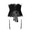 Bustiers Korsetts Frauen Sexy Side Zipper Overbust Korsett Bustier Dessous Top Weiße Feder Burlesque Lace Up Weihnachten Santa Kostüm