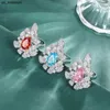 Рандные кольца модная цветочная бабочка капля вода Параба Регулируемое роскошное кольцо розовое высокоуглеродное бриллиантовое ювелирное юбилей J230522