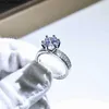 Pierścienie zespołowe 100 prawdziwy 14 K Biała Złota Pierścień dla kobiet Natural Anillos de Bizuteria White 2 Carats Diamond Anillos Mujer Pave Ustawienie biżuterii J230522