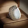 Anéis de banda vintage 925 anéis de prata esterlina para mulheres em forma de ovo Opal cz escultura no noivado de casamento jóias de moda para presente j230522
