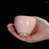 Tazze Piattini Tazza da tè in argento sterling in ceramica Tazza master di fascia alta Ciotola da tè piccola in tinta unita creativa dorata semplice