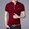 Men S Polos Modemerk Polo Shirt Zomer Mandarijn Kraag Slim passende Solid Color Button Ademende Casual Men Clothing 23052222