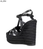 Sandały marka Lady Winges Tribute skórzane klin Espadrille Sandals Women Wedge Sandal High Heels Buty luksusowe design J0523