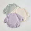 Rompers INS 024M Urodzony niemowlę dziewczynkę chłopiec bluza Romper Toddler Długie rękaw Podstawowy bawełniany ponadwymiarowy Rompers Baby Ubrania kombinezon 230522