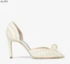 Sandales Mode Marques de luxe Designer Sacora Sandales Chaussures Perles Cuir Blanc Soirée Femme Mariée Talons Hauts jm Designer Lady Pompes Fête Mariage J0523