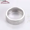 Pierścienie zespołowe kobiety 925 srebrny kryształowy kryształ szeroki pierścień pełny lśniący symulowany diamentowy osobowość drobna biżuteria