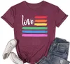 Maglietta Pride Donna Maglietta divertente con stampa di lettere d'amore T-shirt con grafica arcobaleno Magliette per l'uguaglianza LGBT Magliette casual a maniche corte T-shirt con grafica arcobaleno d'amore divertente T-shirt con orgoglio