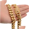 Tennis Afgestudeerd 8Mm/10Mm/12Mm/14Mm/16Mm Miami Cubaanse Link Chains RVS Kettingen Cz Box Lock Gouden Ketting Voor Mannen Hip Hop J Dh5F3