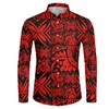 Casual shirts voor heren 6xl 2023 Spring Fashion Men Tattoo Printing Tribe Custom Print Red Shirt Oversized Long Sleeve Polynesian