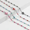 Anklets Stainless Steel Religious Anklet Silver Color Multicolor Enamel Round Evil Eye Jewelry For Women Gift 25cm(9 7/8") long 1 Piece G220519