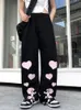 Женские штаны Sharajuku Большой шириной мужской набор мужской набор корейских грузовых штанов с высокой талией Kawaii Print Summer Y2k одежда женская брюки 230520