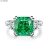 Pierścienie opaski Wong Rain 100 925 Sterling Srebrny Srebrny Cut Emerald High Carbon Diamond Stone Stamagement Fine Biżuter