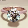 Band Rings Iogou D Moissanite Ring 3CT Diamond Engagement Ring Solitaire for Women 2ct Moissanite Ring med certifikat 14K Rose Gold Ring J230522