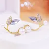 Stud Earrings Korean Fashion Pearl Leaf Daily Luxury Elegant 14k Real Gold Plated Exquisite Glamour Simple Classic Pendant