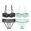 Varsbaby Femmes Sexy Demi-Coupe Dentelle Profonde V Lingerie Ultra-mince 2 ensembles de soutien-gorge Lot Q0705