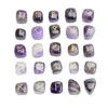 Set van 25 natuurlijke amethistkwarts Agaat gegraveerde Crystal Reiki Healing Pagan Lettering Wiccan Rune Stones Set