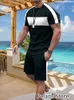 Mäns spårdräkter Summer Men Solid Color Tracksuit Short Sleeve T Shirt Set 2 Piece Outfit Clotheswear Overdized Beach Shorts 230522