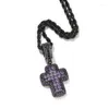 Pendant Necklaces Hip Hop 3A Cubic Zirconia Bling Iced Out Cross Pendants For Men Rapper Jewelry Black Silver Color Drop