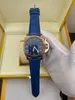 2023 Мужская бизнес -мода часы Quartz Watch Sapphire Mirror Rose Gold Dial Watch Blue Leather Watch