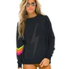 Unisexe Rainbow Stripe Sports Casual Knitting New Spring and Automne Imprimé Round Neck Pullover